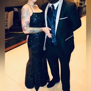 Black dress w/blue sequins